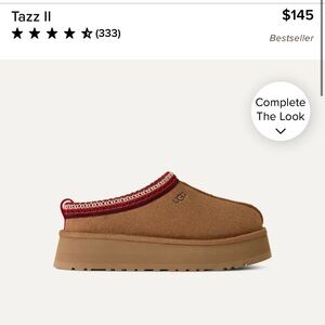 UGG Tan Slip-On Shoes with Red Accent